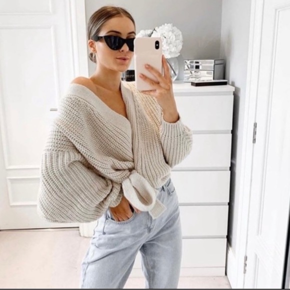 Zara Chunky Wrap Knit Sweater - Picture 2 of 7